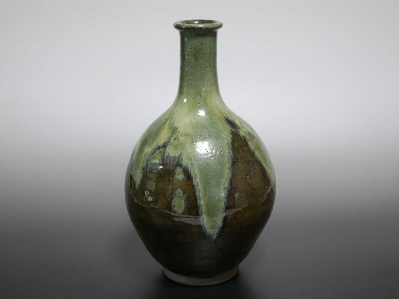 仙遊洞 高遠焼 緑釉首流し 徳利