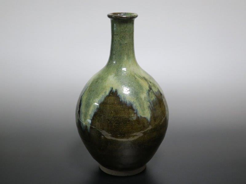 仙遊洞 高遠焼 緑釉首流し 徳利