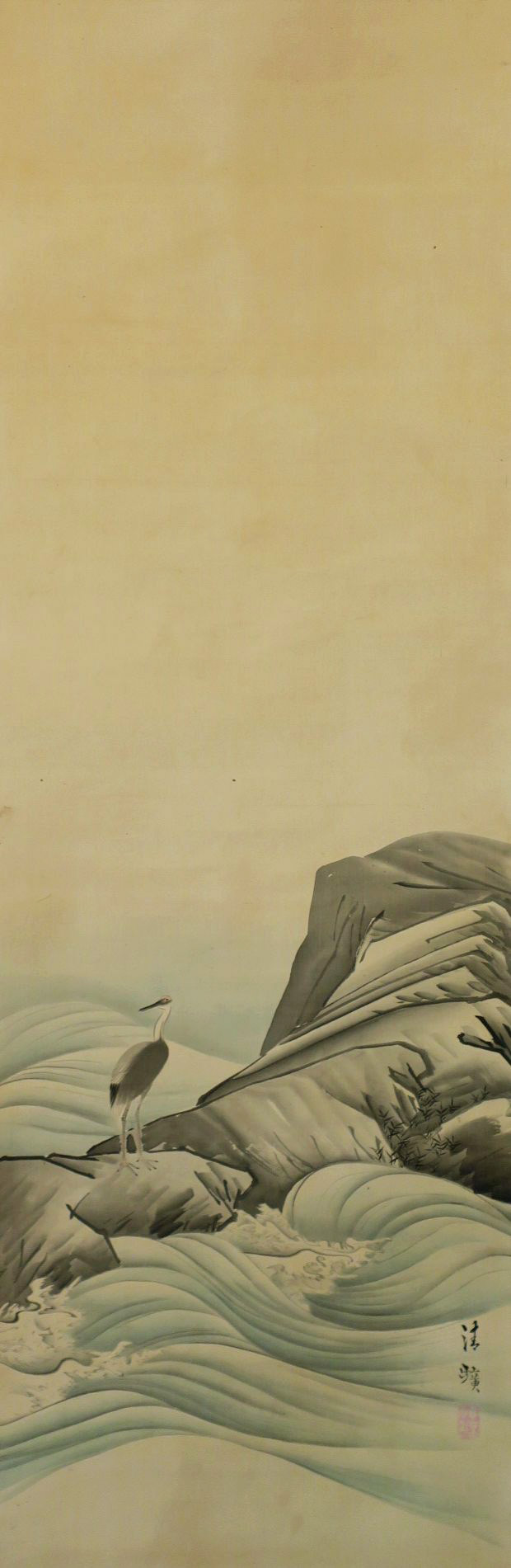 【茶道具】四条派の画家　岡島清曠　瓢箪に蜂　茶掛