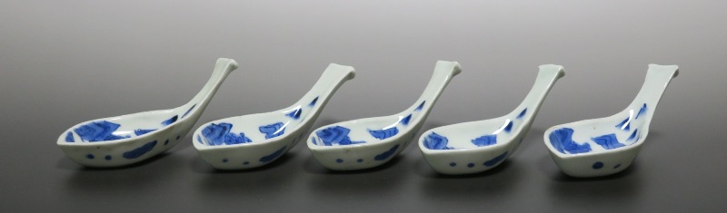 染付山水文 散蓮華 5客 仙遊洞