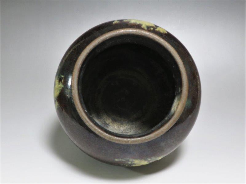 仙遊洞 薩摩焼 龍門寺窯 褐釉 丸壺