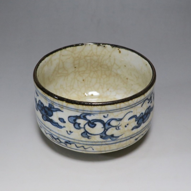 茶道具　瀬戸焼　古瀬戸　染付鳳凰文　平茶碗　鉢　C　R8598H 仙遊洞 瀬戸焼 染付 龍宝珠文 茶碗