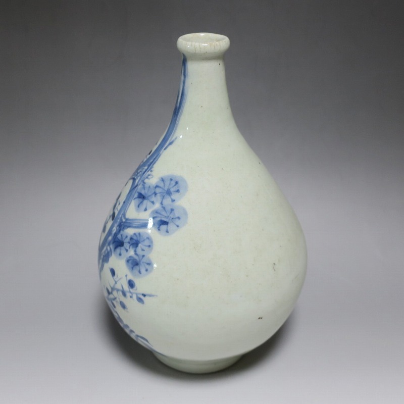 仙遊洞 切込焼 染付 松竹梅文 らっきょう徳利